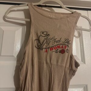 Women's Tan Sleeveless Top